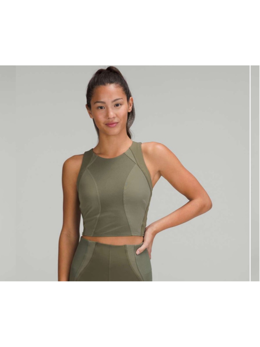 Lululemon Mesh Panelled Training Shelf Tank Top 4 Green